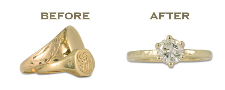 Melting down your old gold to combine two rings into one is no problem!